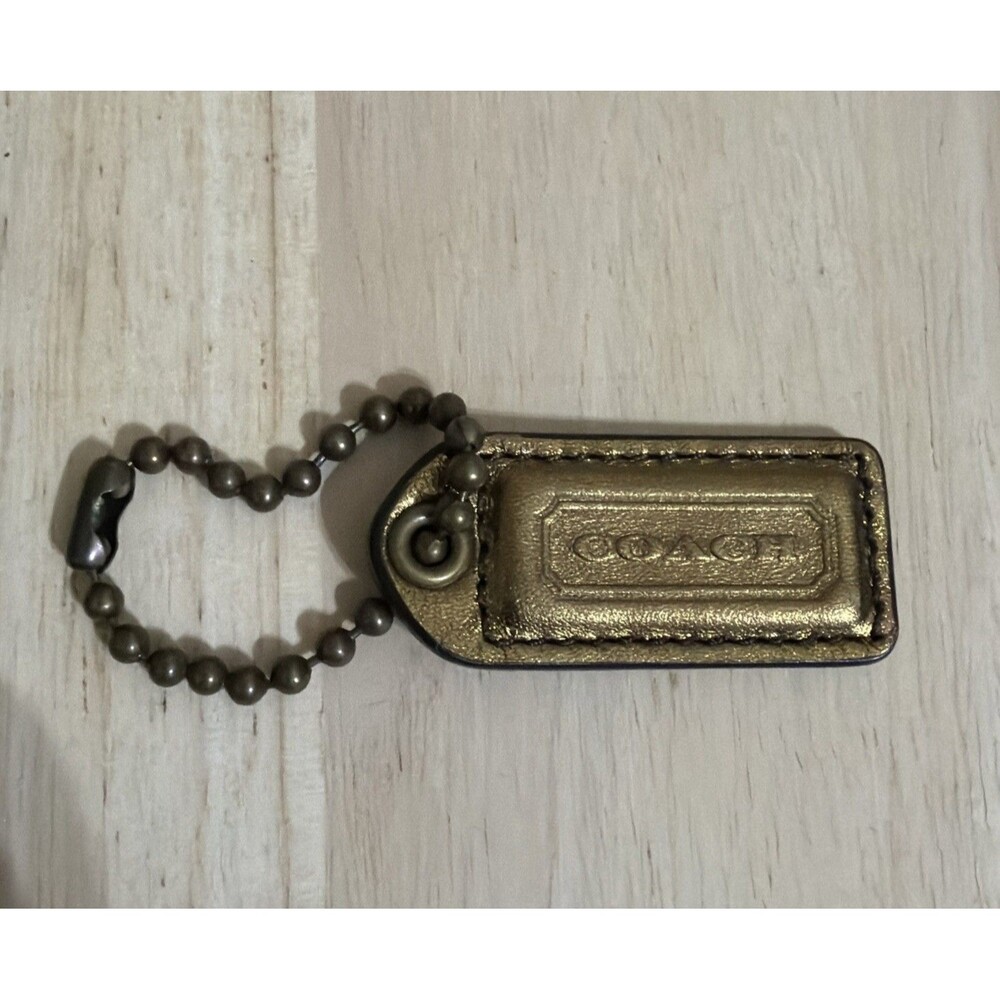Vintage Y2K Special Edition 2004 Coach Hang Tag Gold Leather Bag Charm Fob Brass